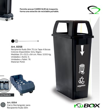 Cesto slim para oficinas RSU BOX